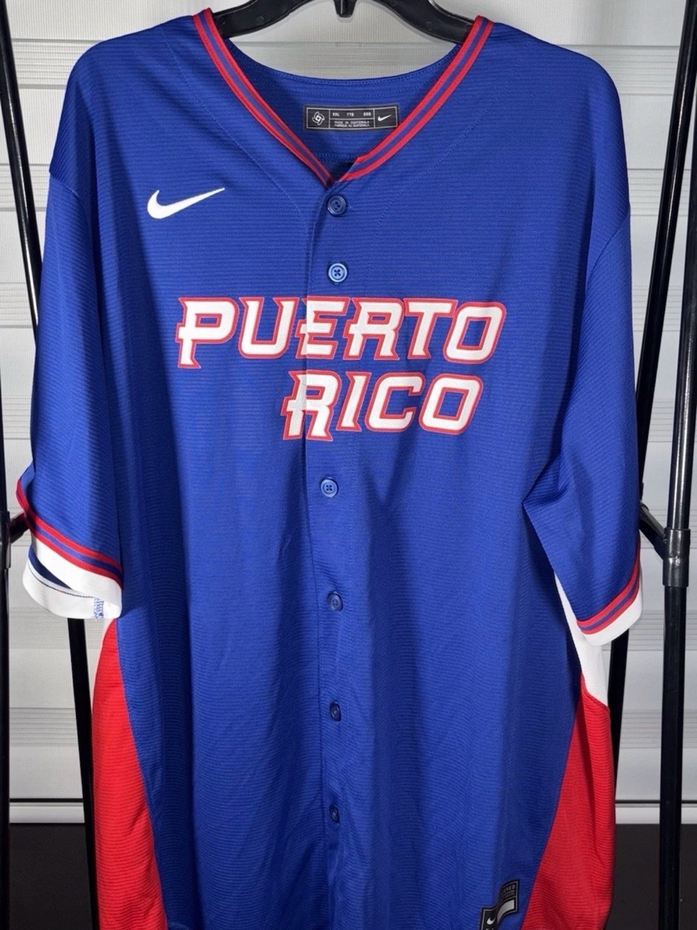 Nike Blue Puerto Rico Baseball Jersey with Red & White Accents